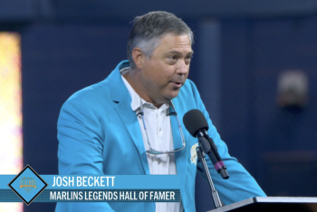 Josh Beckett Marlins Legends Hall of Fame plaque